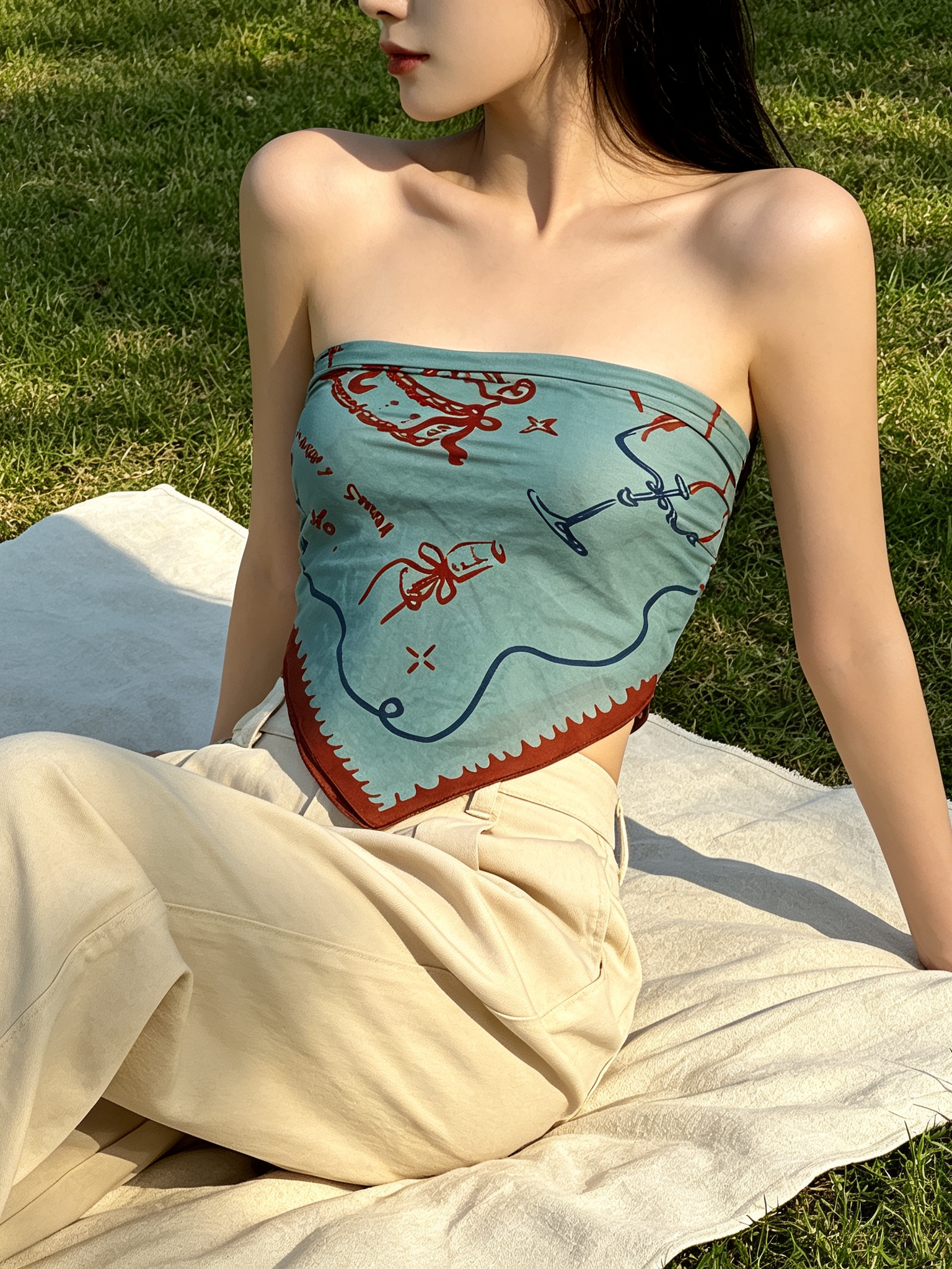 Hand-Painted Square Scarf Top product view 2
