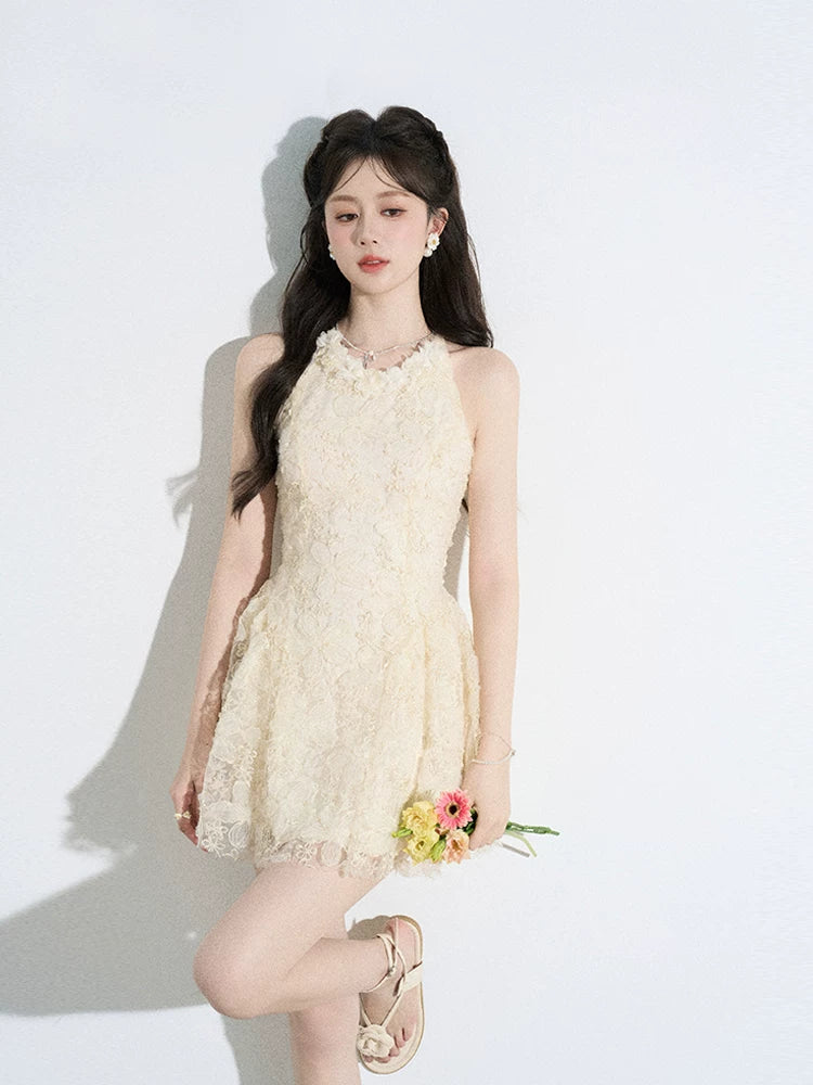 Petal Lace Halter Mini Dress product view 1