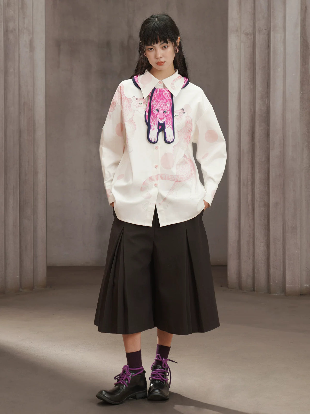 Pink Panther Print Long Scarf product view 3