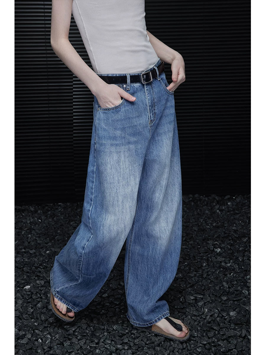Vintage-Wash Barrel-Leg Jeans product view 3