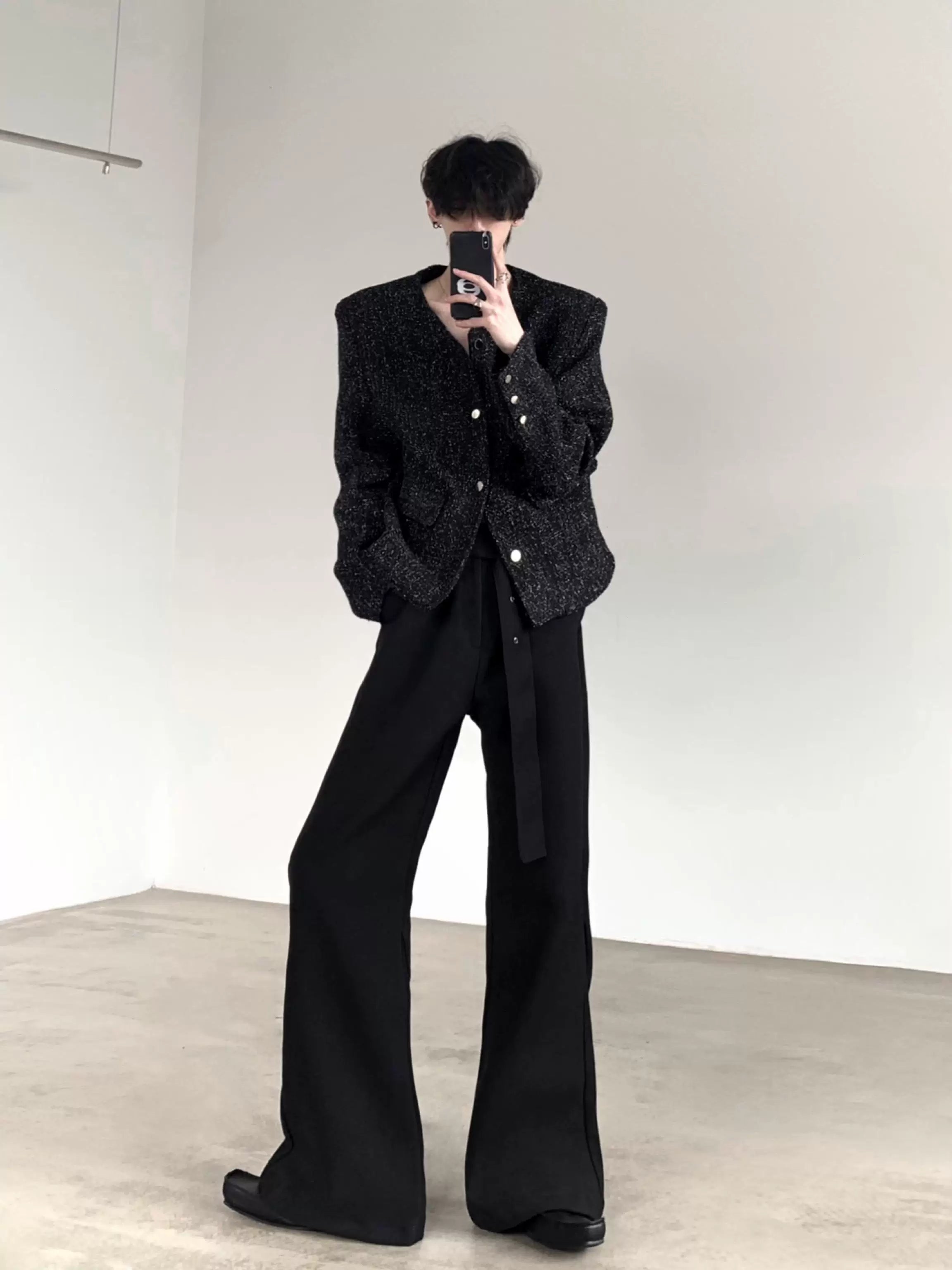 Shimmered Collarless Structured Jacket product view 2