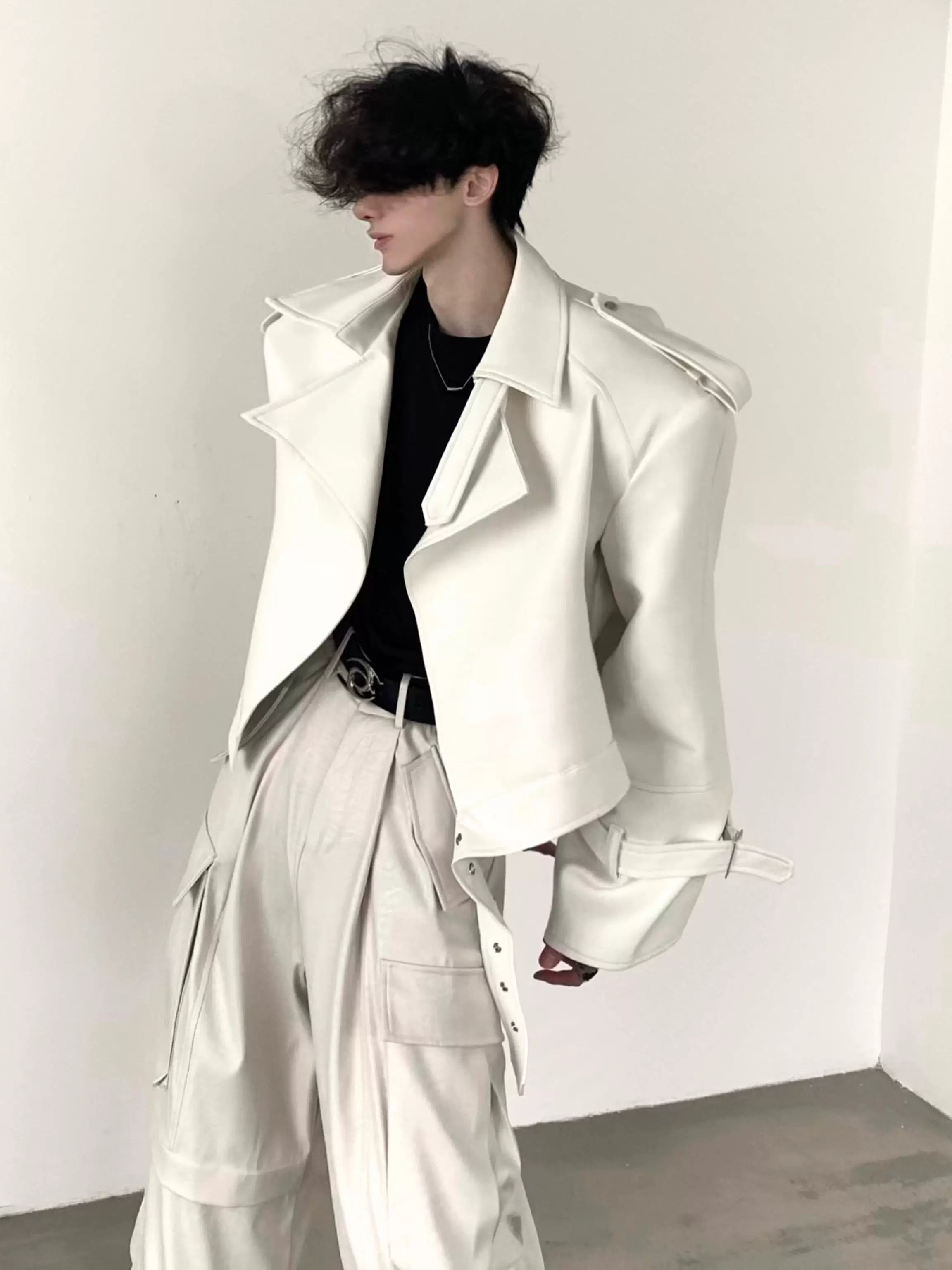 Sculpted White Moto Jacket product view 2