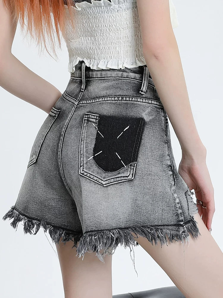 Frayed High-Rise Denim Shorts product view 3