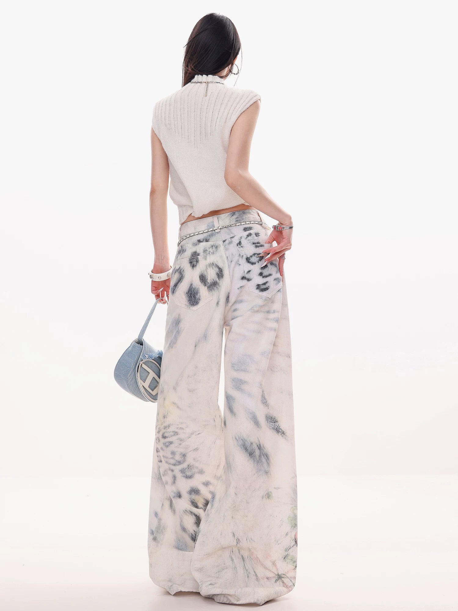 Leopard Tie-Dye Wide-Leg Jeans view 4