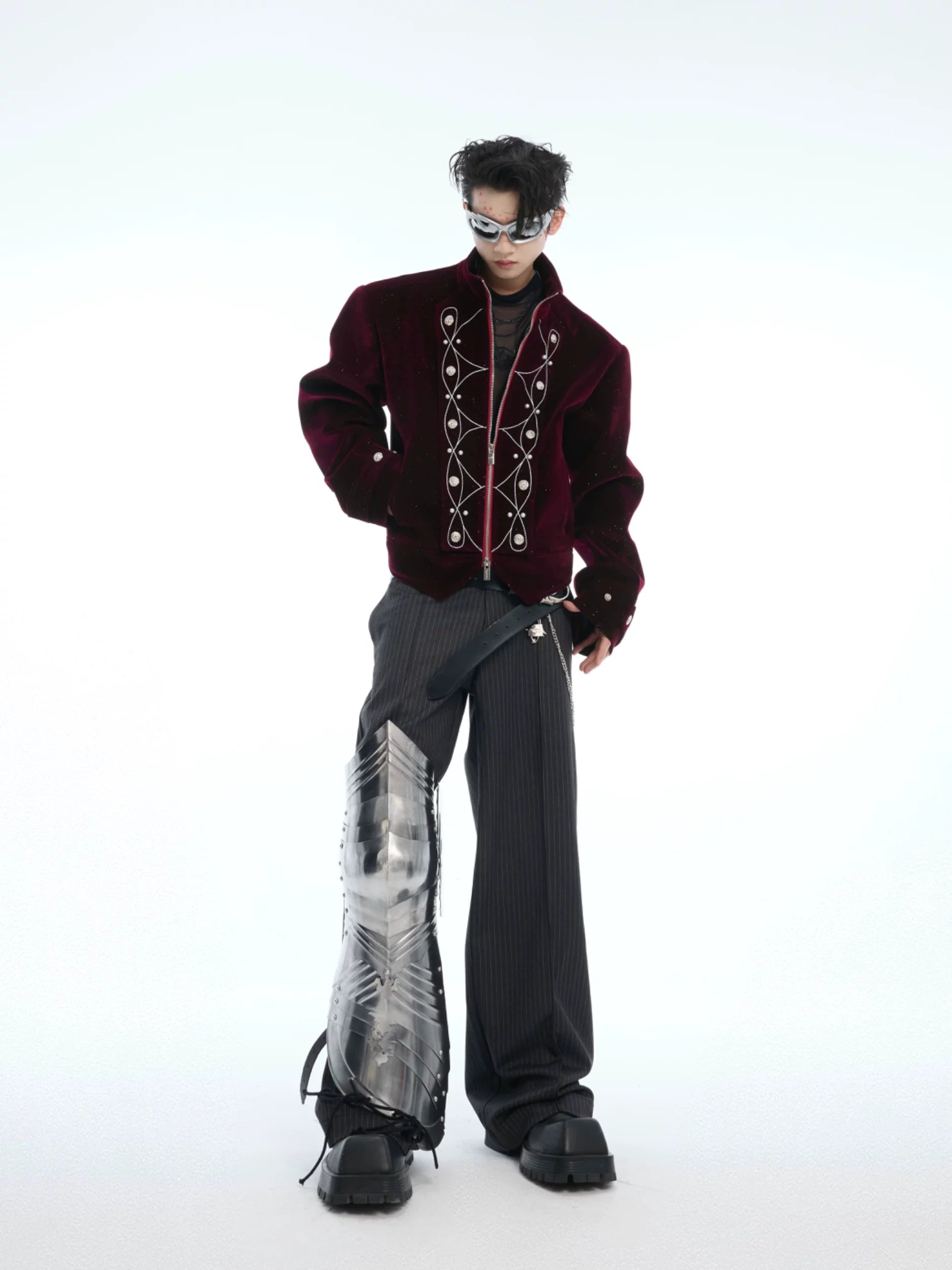 Embroidered Velvet Stand-Collar Jacket product view 4