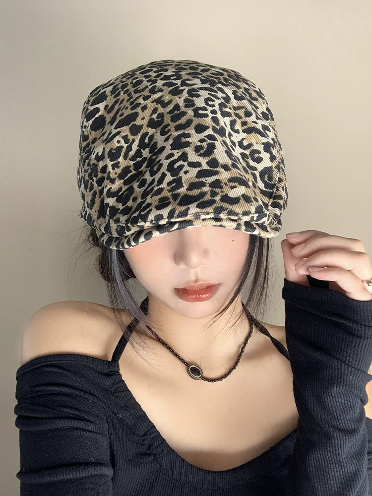 Leopard-Print Newsboy Cap product view 4