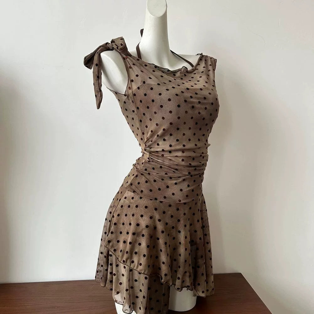Asymmetric Polka-Dot Swim Dress product view 4