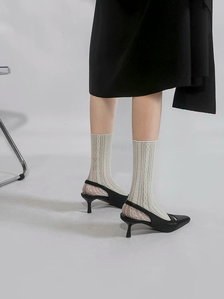 Square-Toe Strap Slingback Heels product view 4