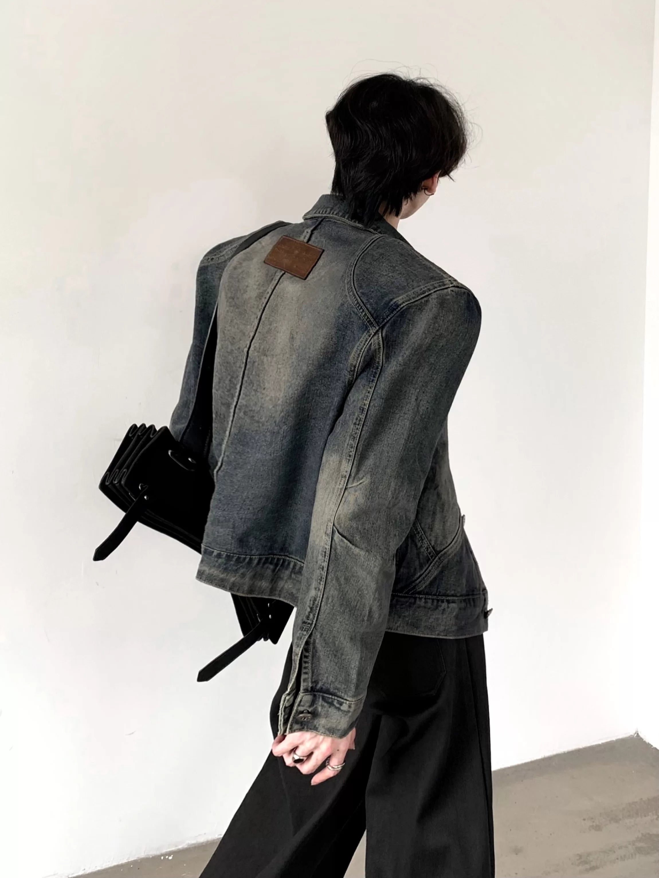 Vintage-Wash Structured Denim Jacket product view 3