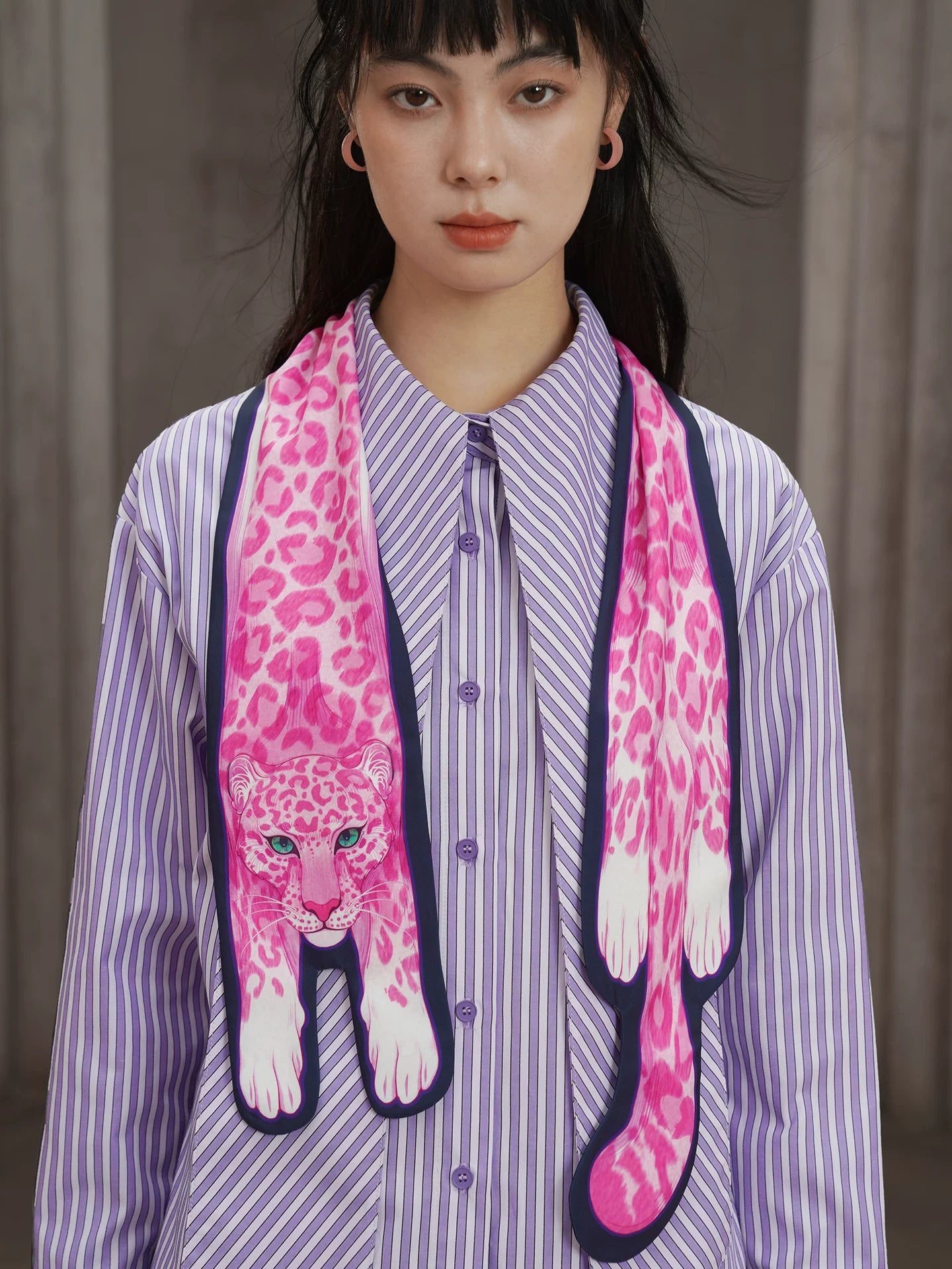 Pink Panther Print Long Scarf product view 4