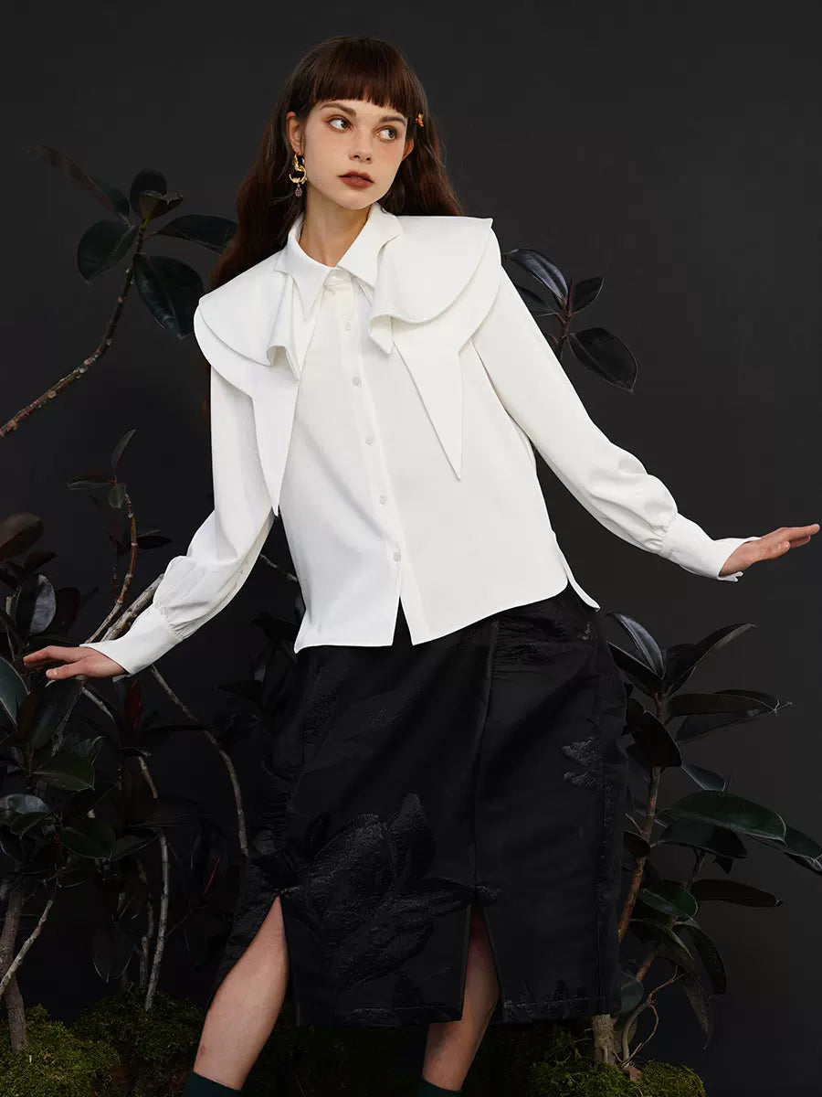 Detachable Cape-Collar Blouse product view 5