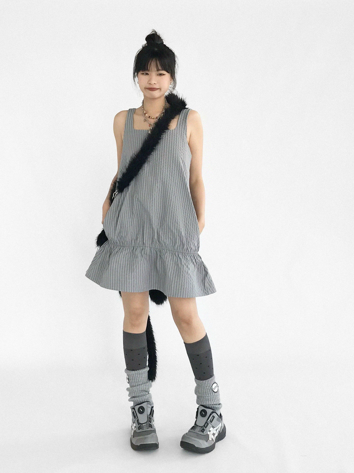 Ruffled Plaid Pinafore Dress product view 5