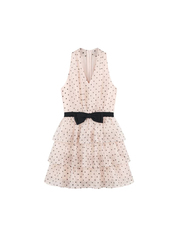 Polka-Dot Bow Halter Mini Dress product view 4