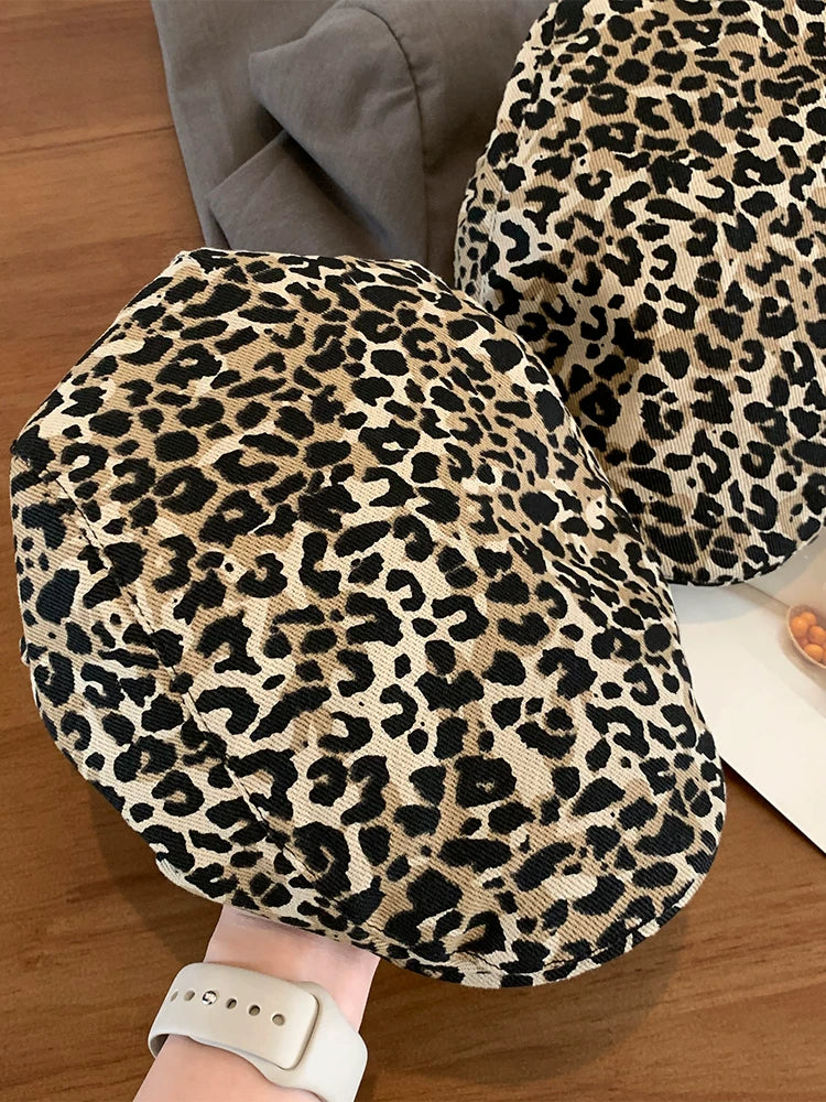 Leopard-Print Newsboy Cap product view 5
