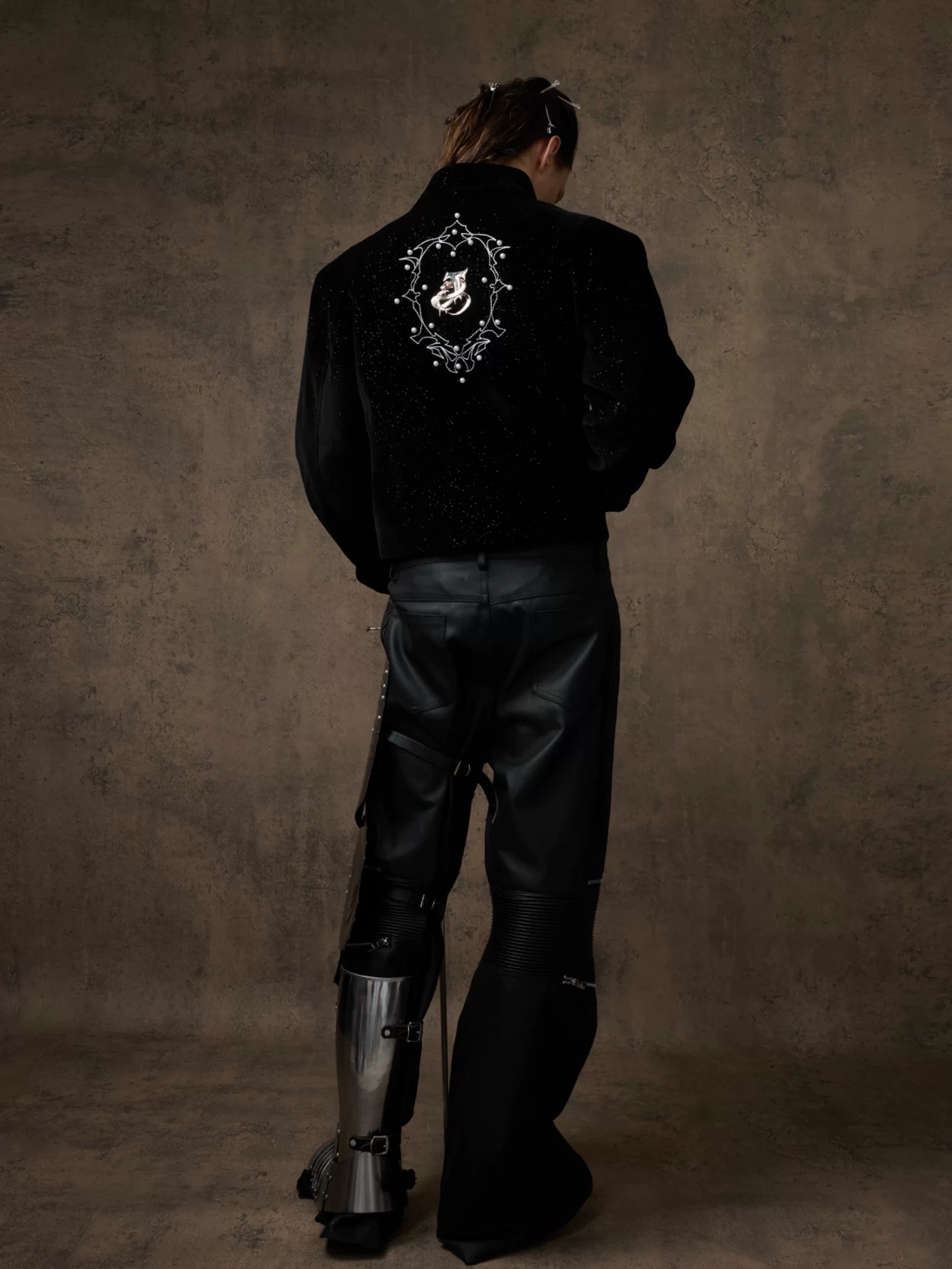 Embroidered Velvet Stand-Collar Jacket product view 5