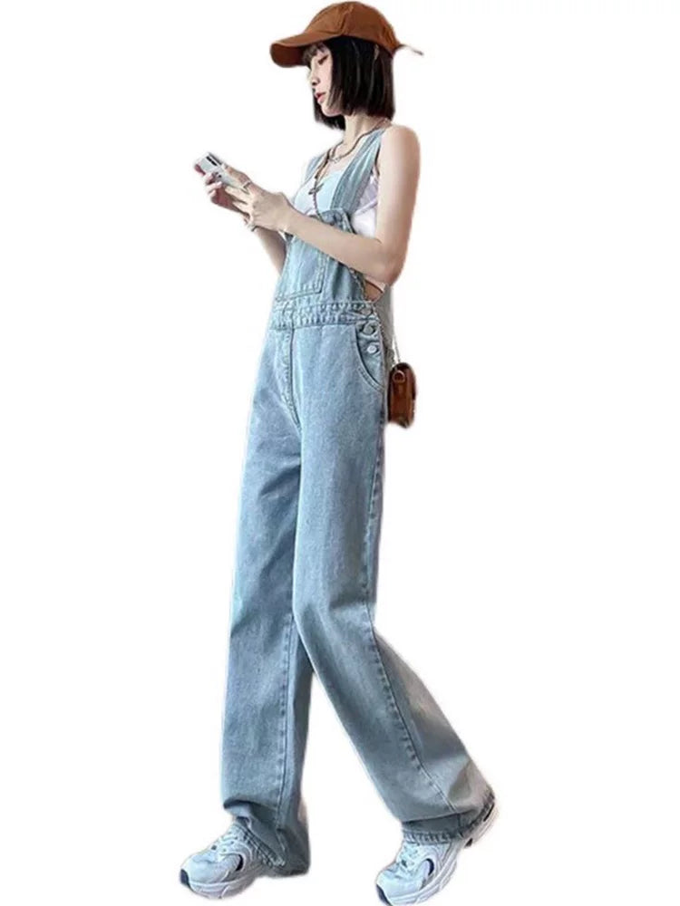 Utility Denim Wide-Leg Overalls product view 5