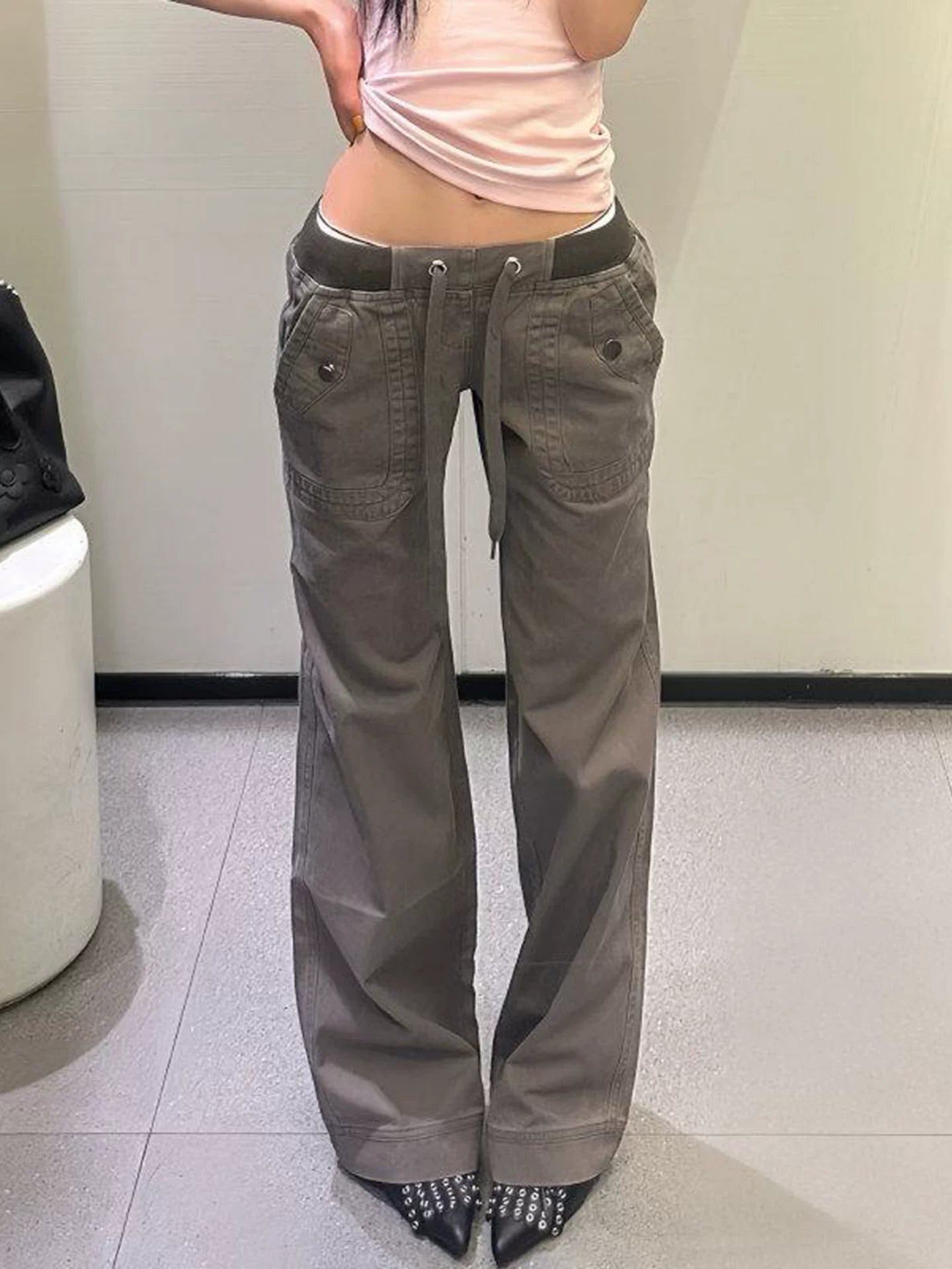 Low-Rise Cargo Wide-Leg Pants product view 5