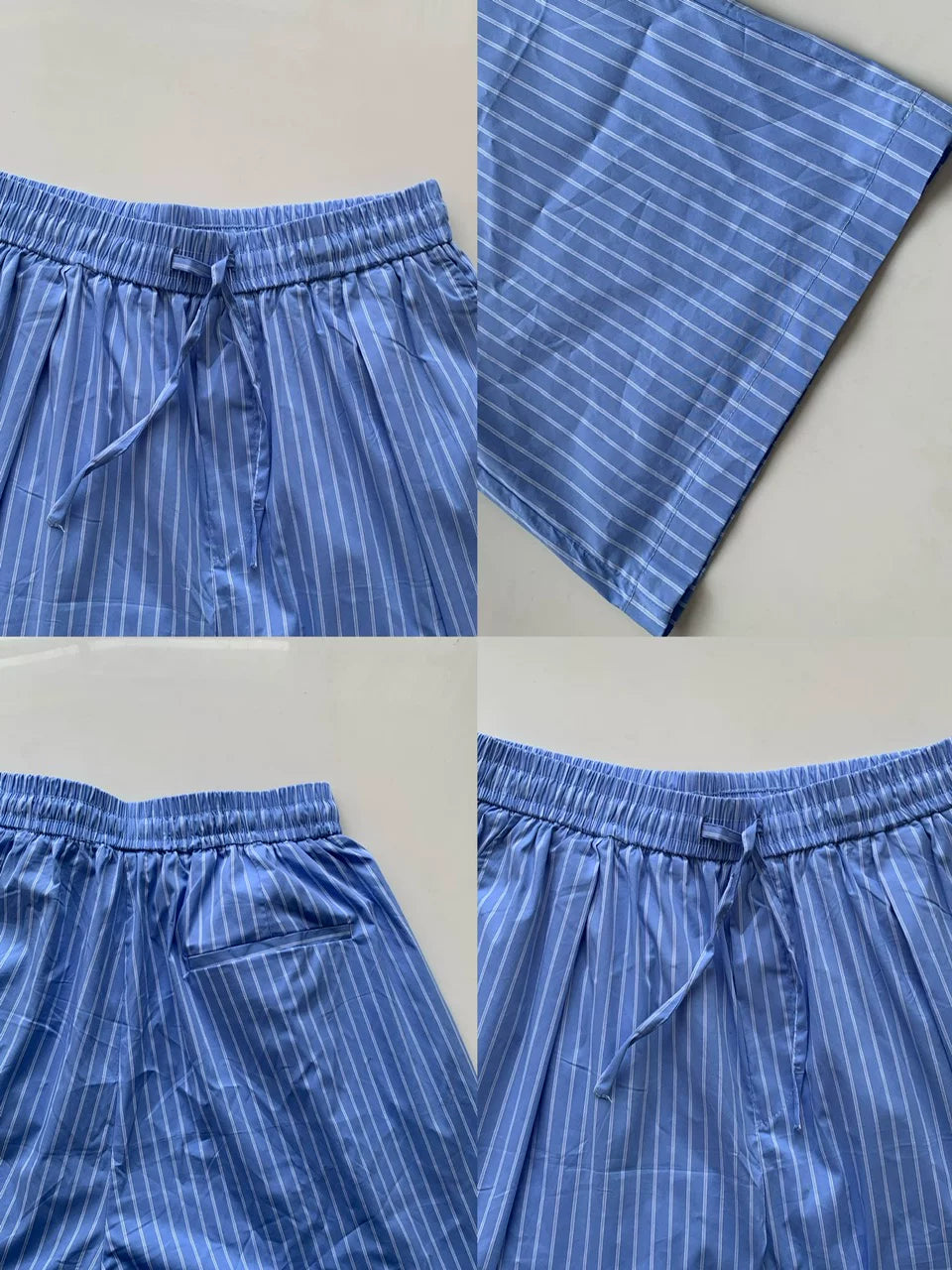 Blue Pinstripe Wide-Leg Pants product view 3