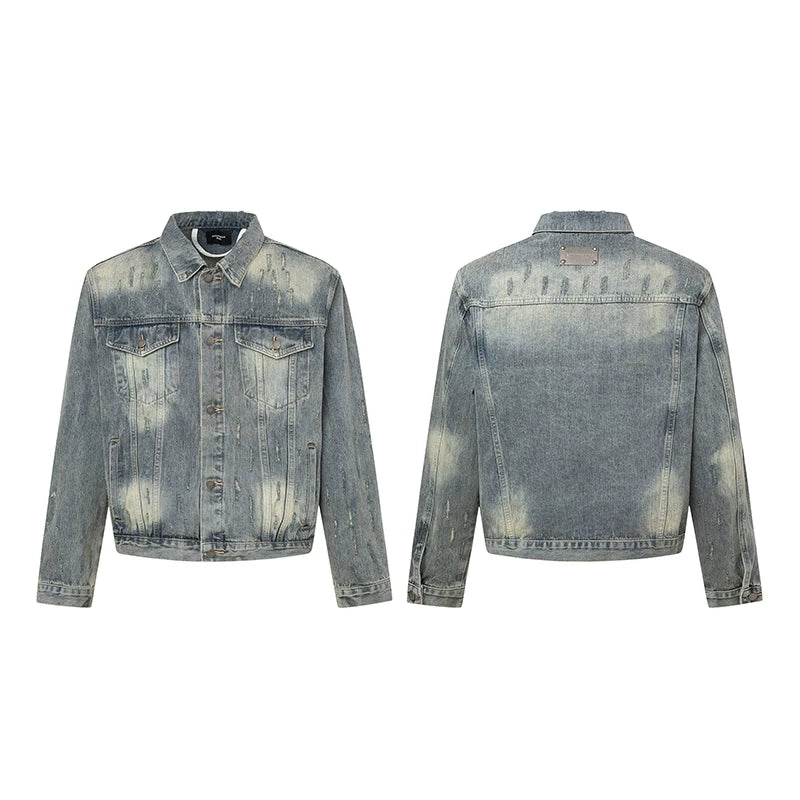 Washed Denim Shoulder-Pad Jacket product view 5