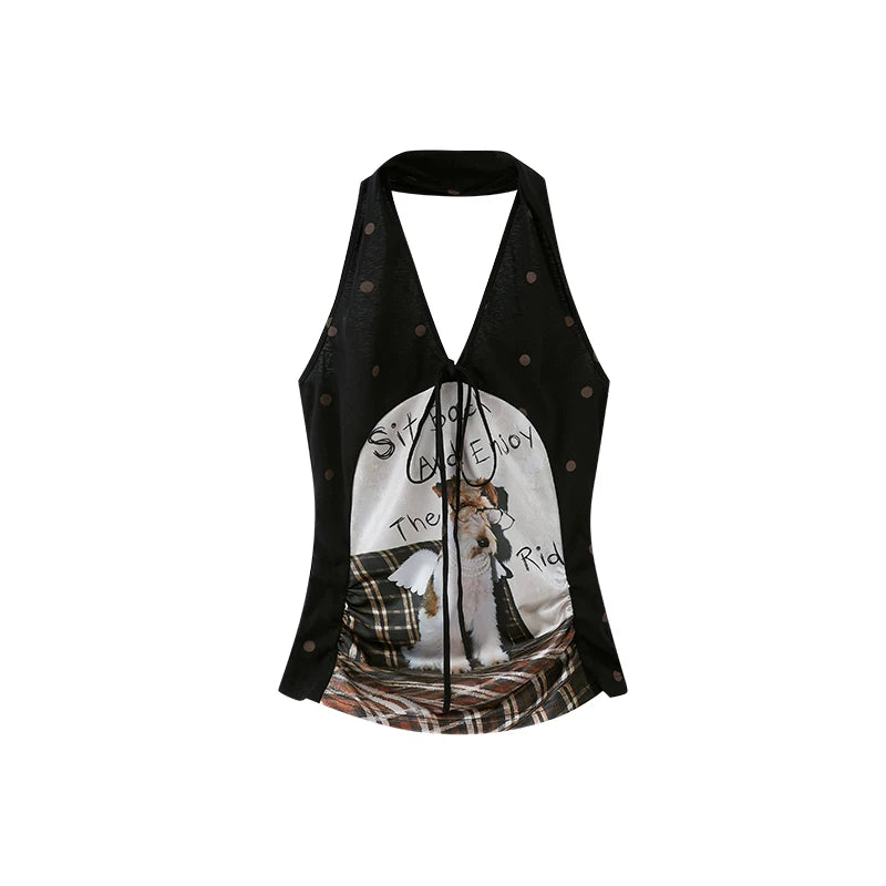 Puppy-Print Plaid Halter Top product view 5