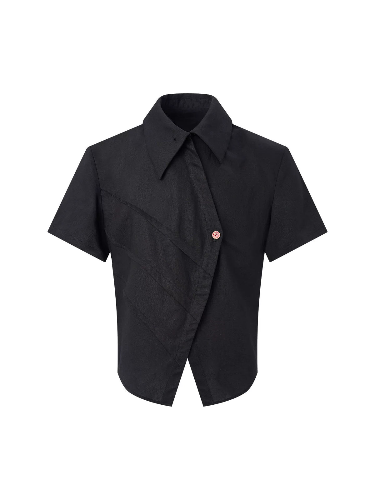 Asymmetric Fold-Collar Short-Sleeve Shirt product view 4
