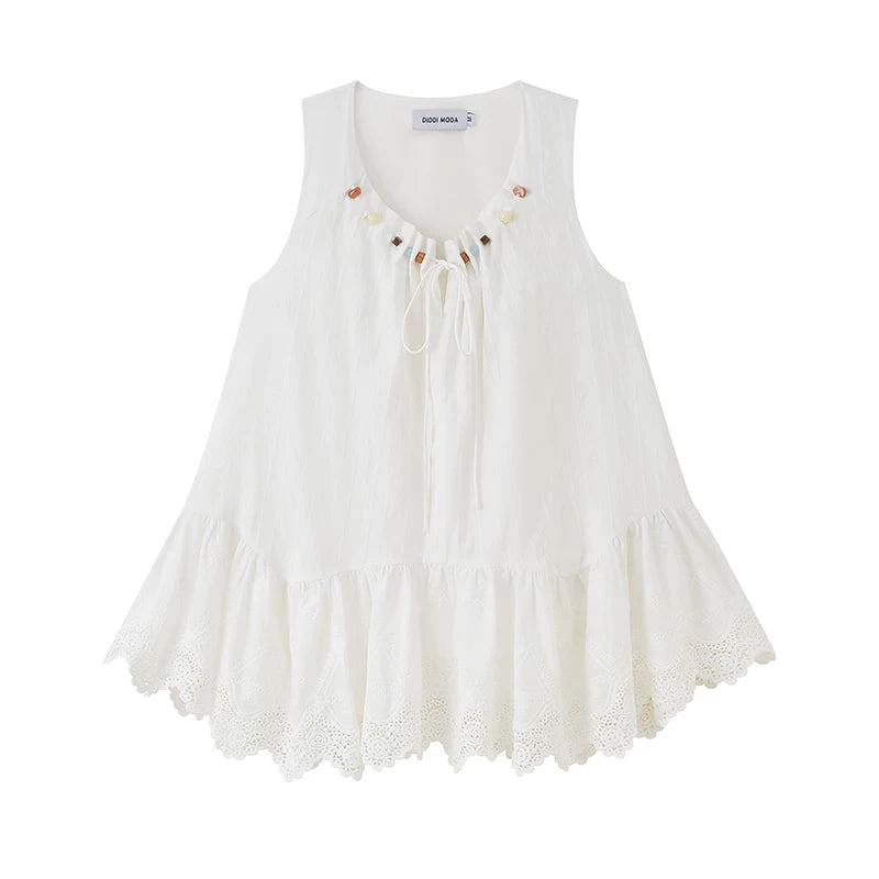 Beaded Eyelet Lace Tunic Top product view 5