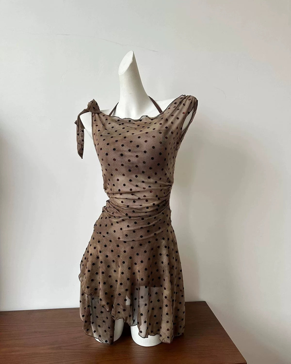 Asymmetric Polka-Dot Swim Dress product view 6
