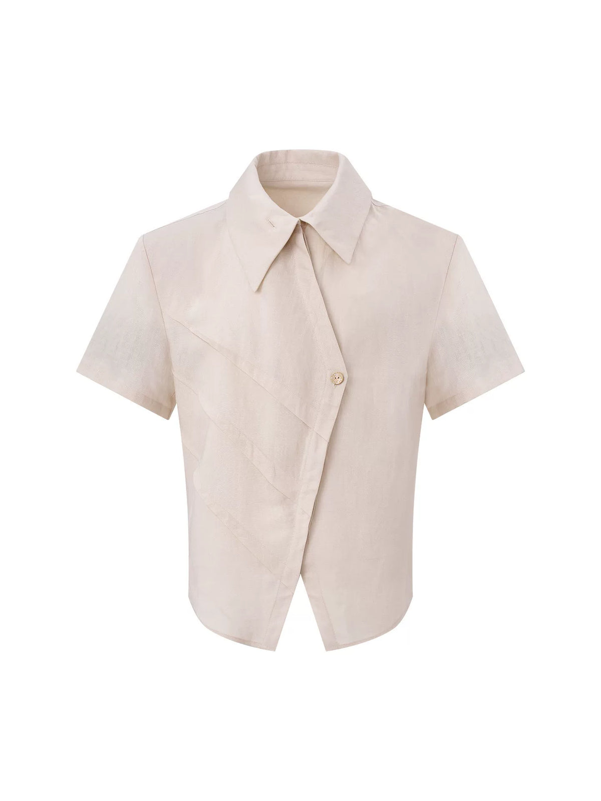Asymmetric Fold-Collar Short-Sleeve Shirt product view 5