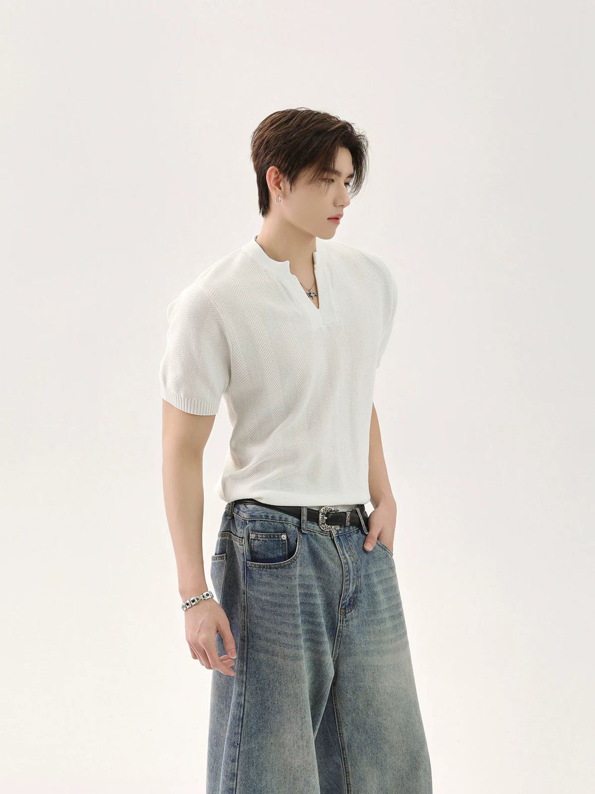 V-Neck Knit T-Shirt product view 5