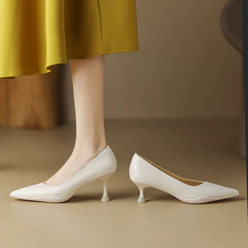 Soft-Leather Point-Toe Kitten Heels product view 5