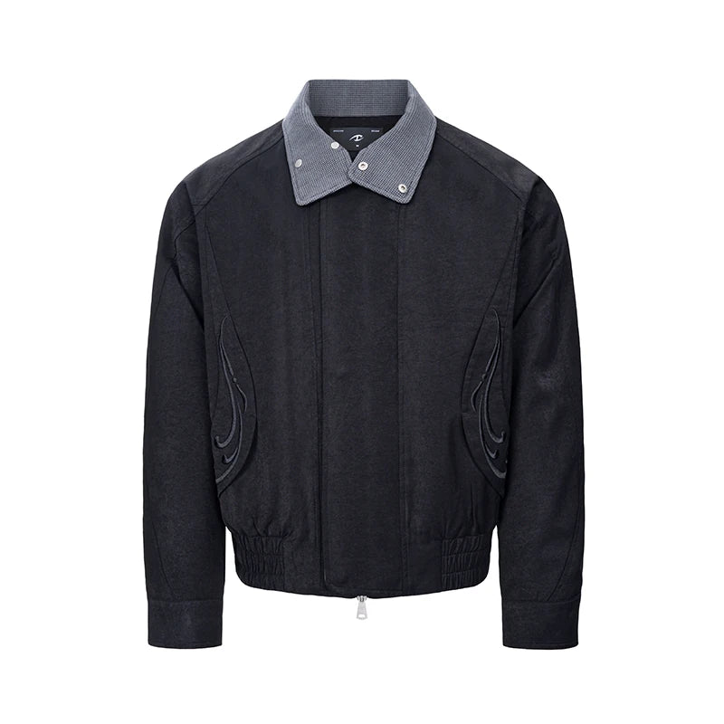 Embroidered Houndstooth Layered-Collar Jacket product view 2