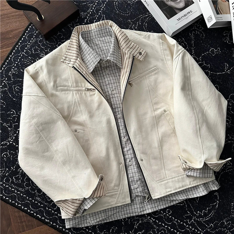 Check-Collar Canvas Harrington Jacket product view 5