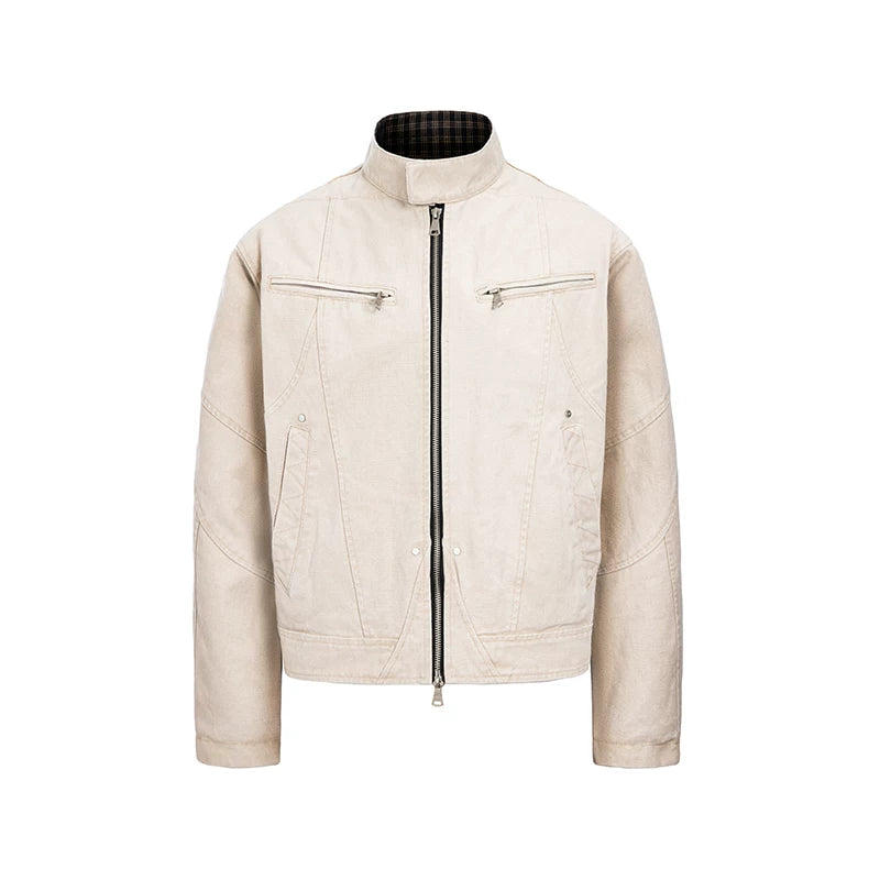 Check-Collar Canvas Harrington Jacket product view 2
