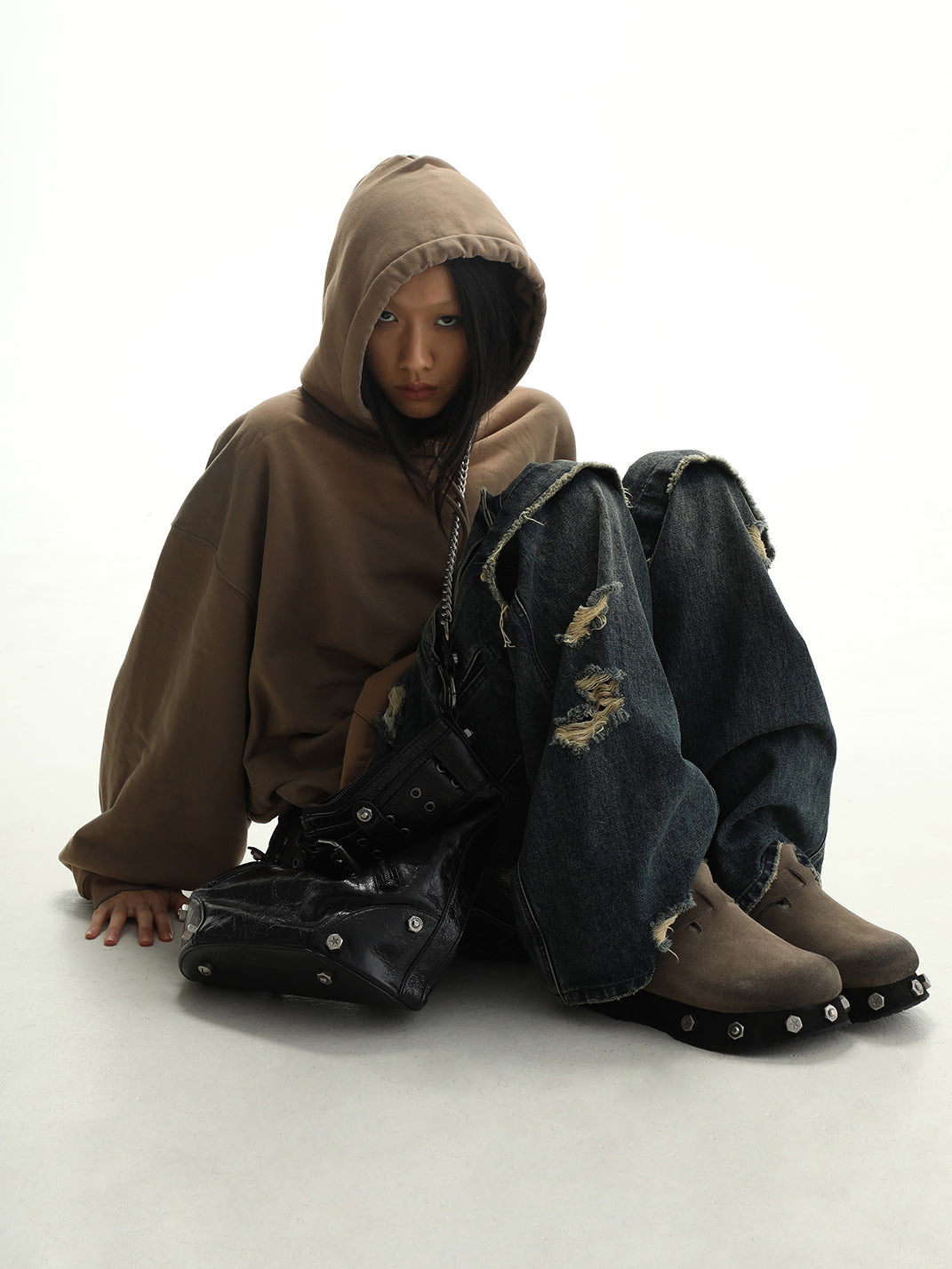 Frosted-Suede Thick-Sole Buckle Clogs - View 5