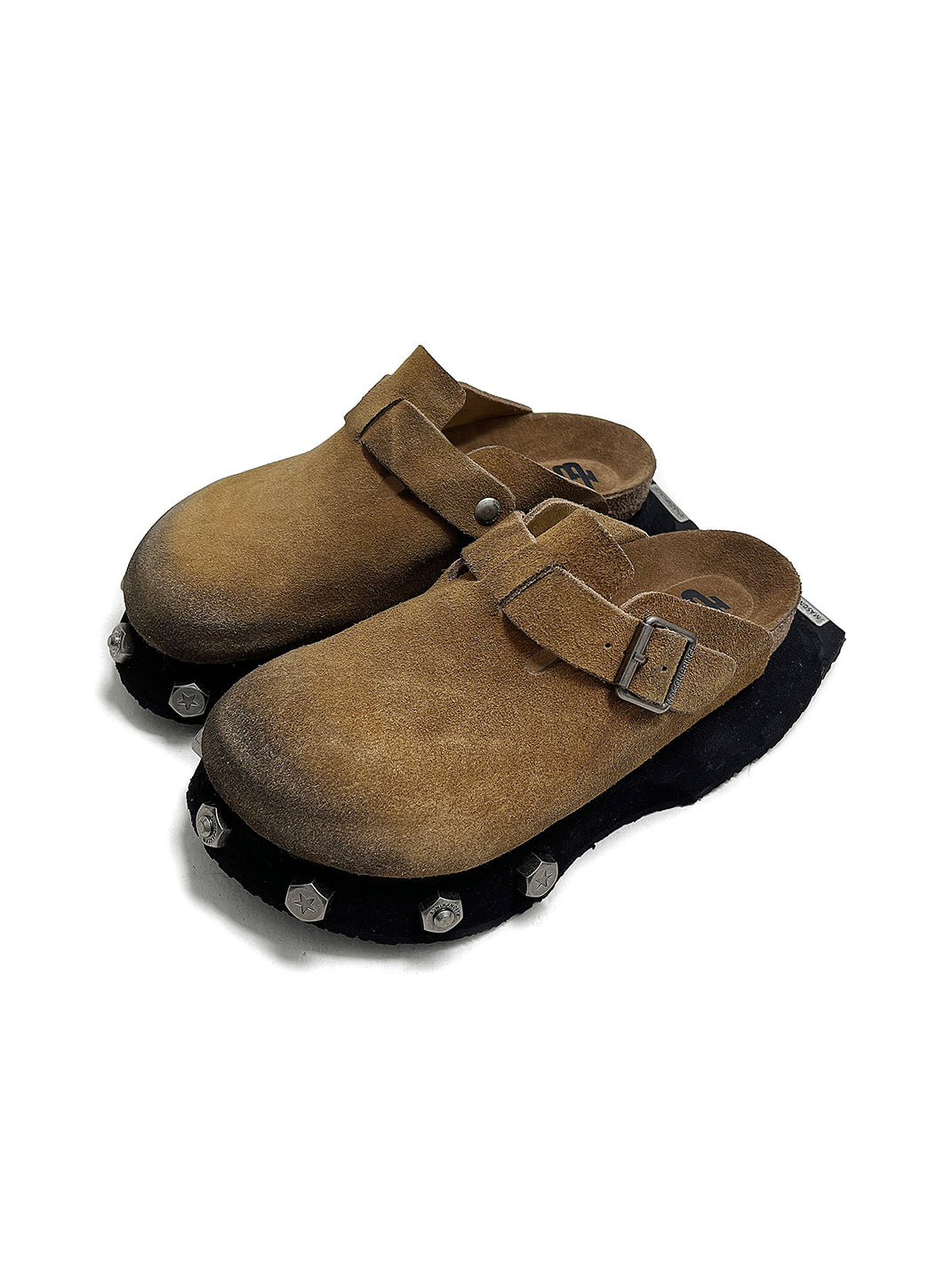 Frosted-Suede Thick-Sole Buckle Clogs - View 11