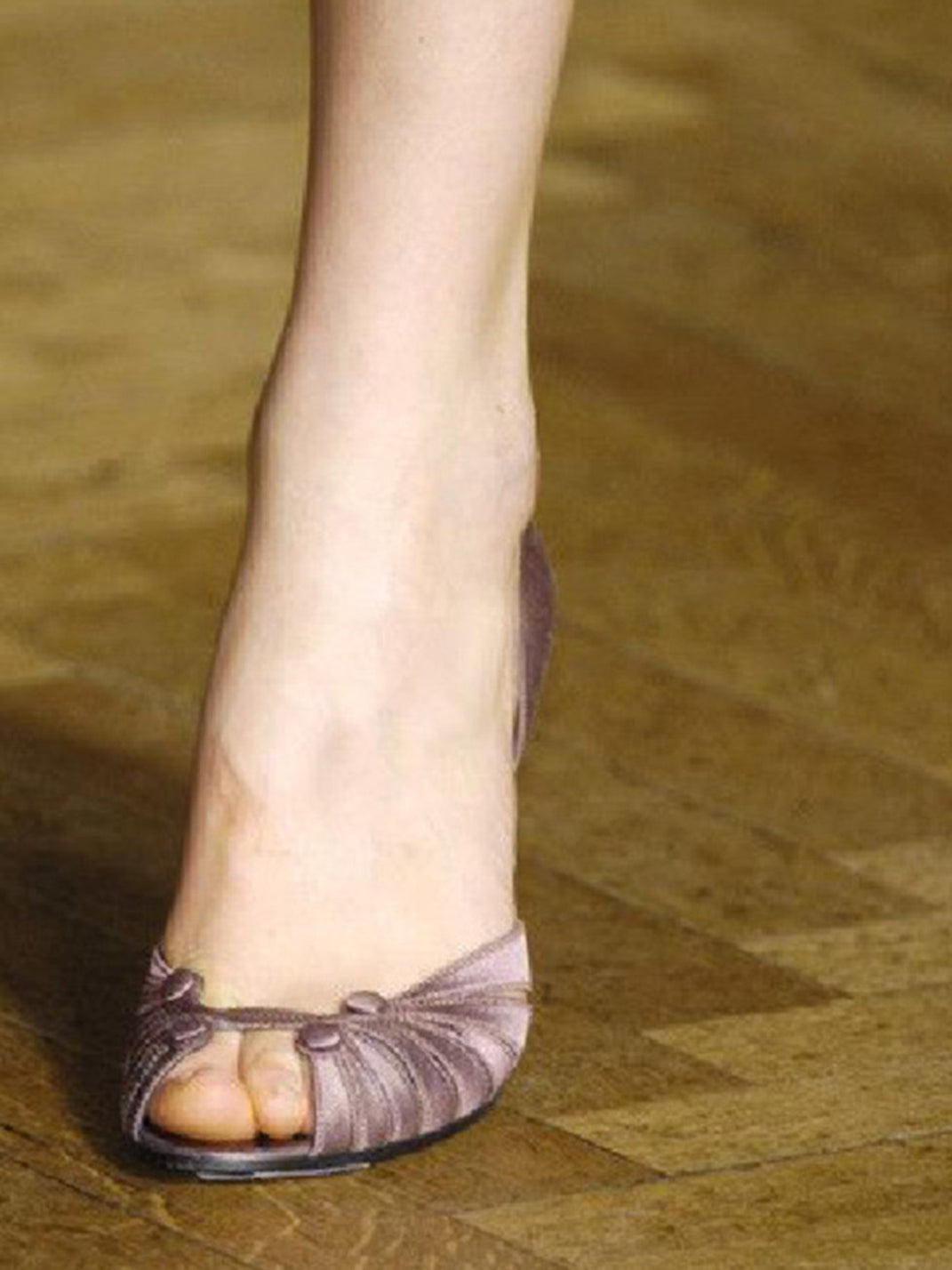 Mauve Pleated Peep-Toe Stiletto Pumps - View 3