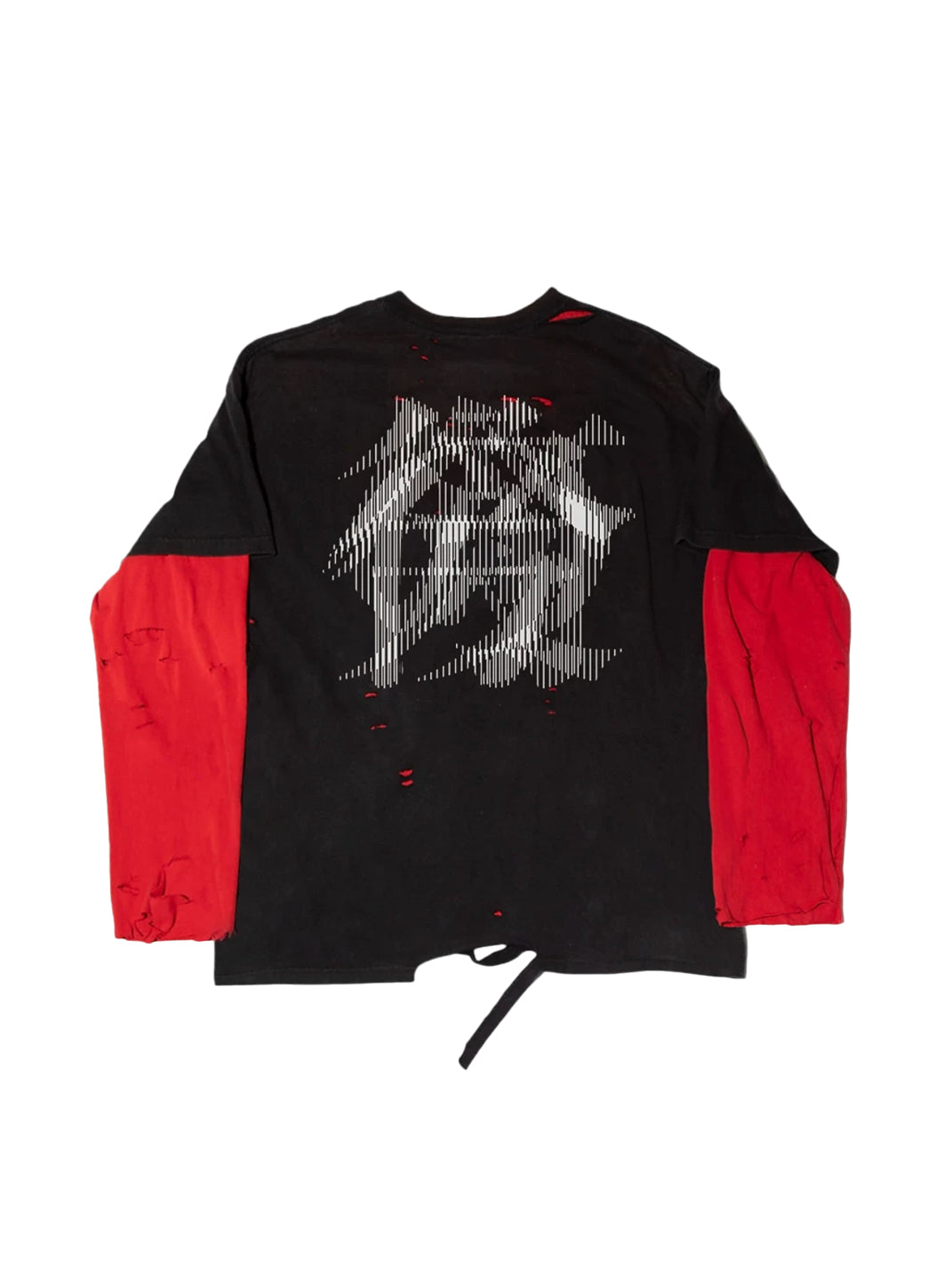 Contrast-Sleeve Distressed Graphic Long-Sleeve Tee - View 2