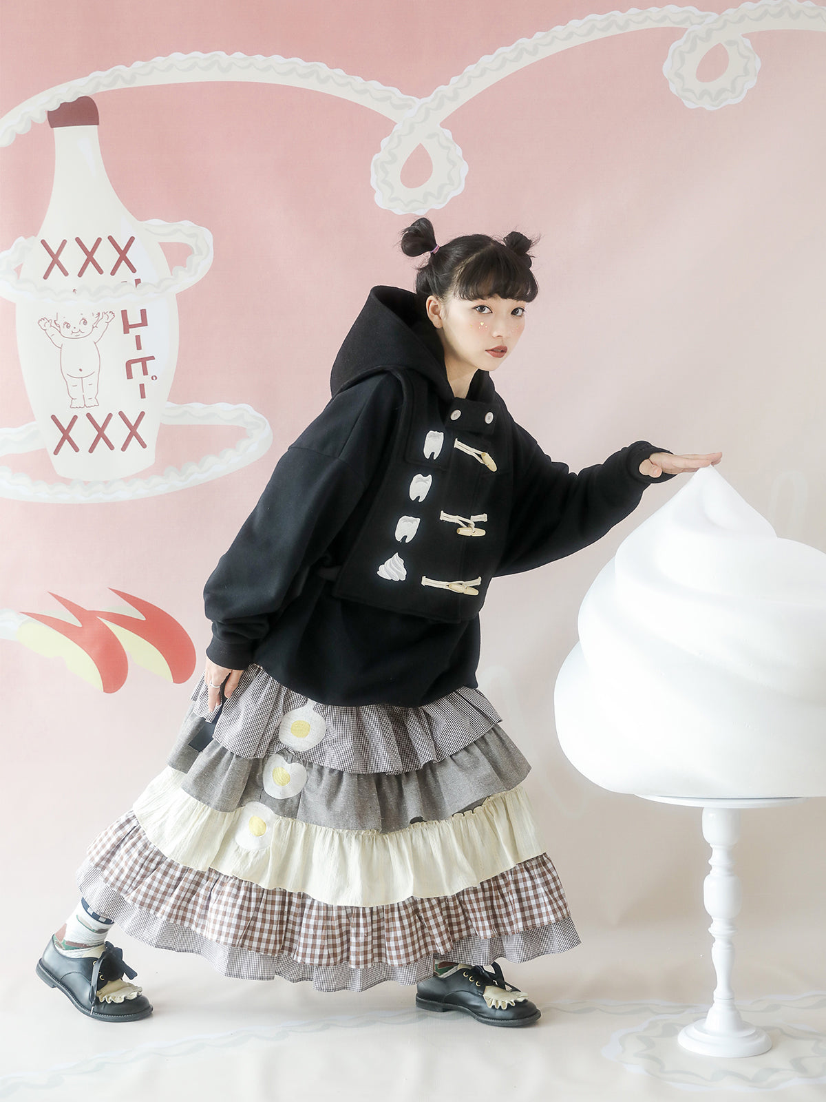 Gingham Tiered Egg Ruffle Skirt