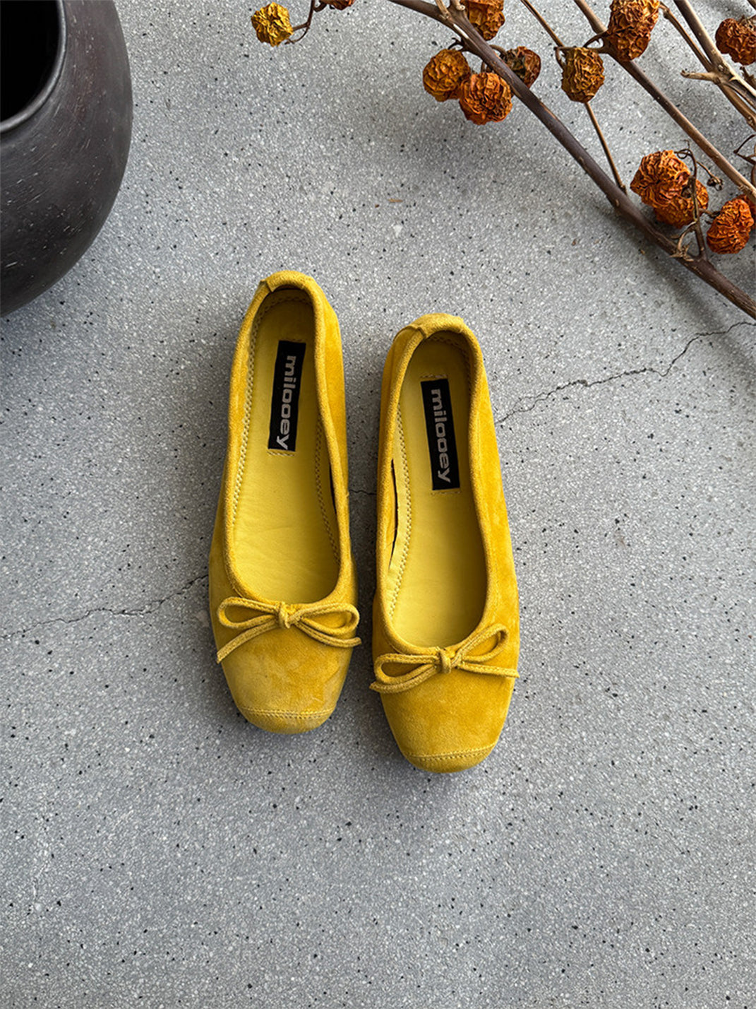 Bow-Trim Velvet Square-Toe Ballet Flats - View 22