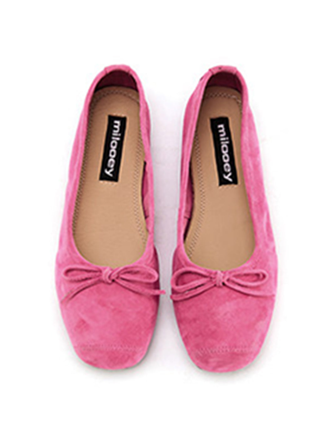 Bow-Trim Velvet Square-Toe Ballet Flats - View 37
