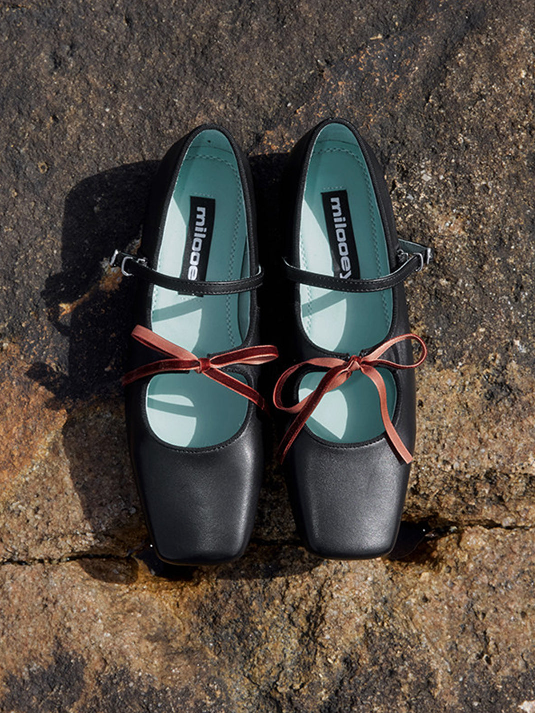 Metallic Double-Strap Square-Toe Ballet Flats - View 5