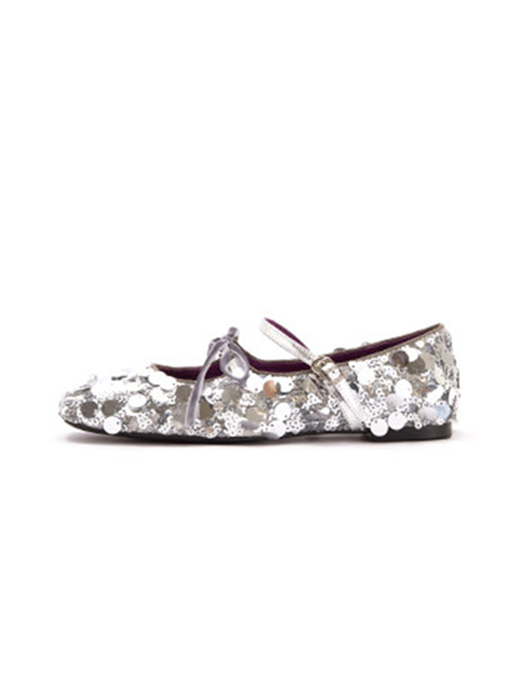 Metallic Double-Strap Square-Toe Ballet Flats - View 15