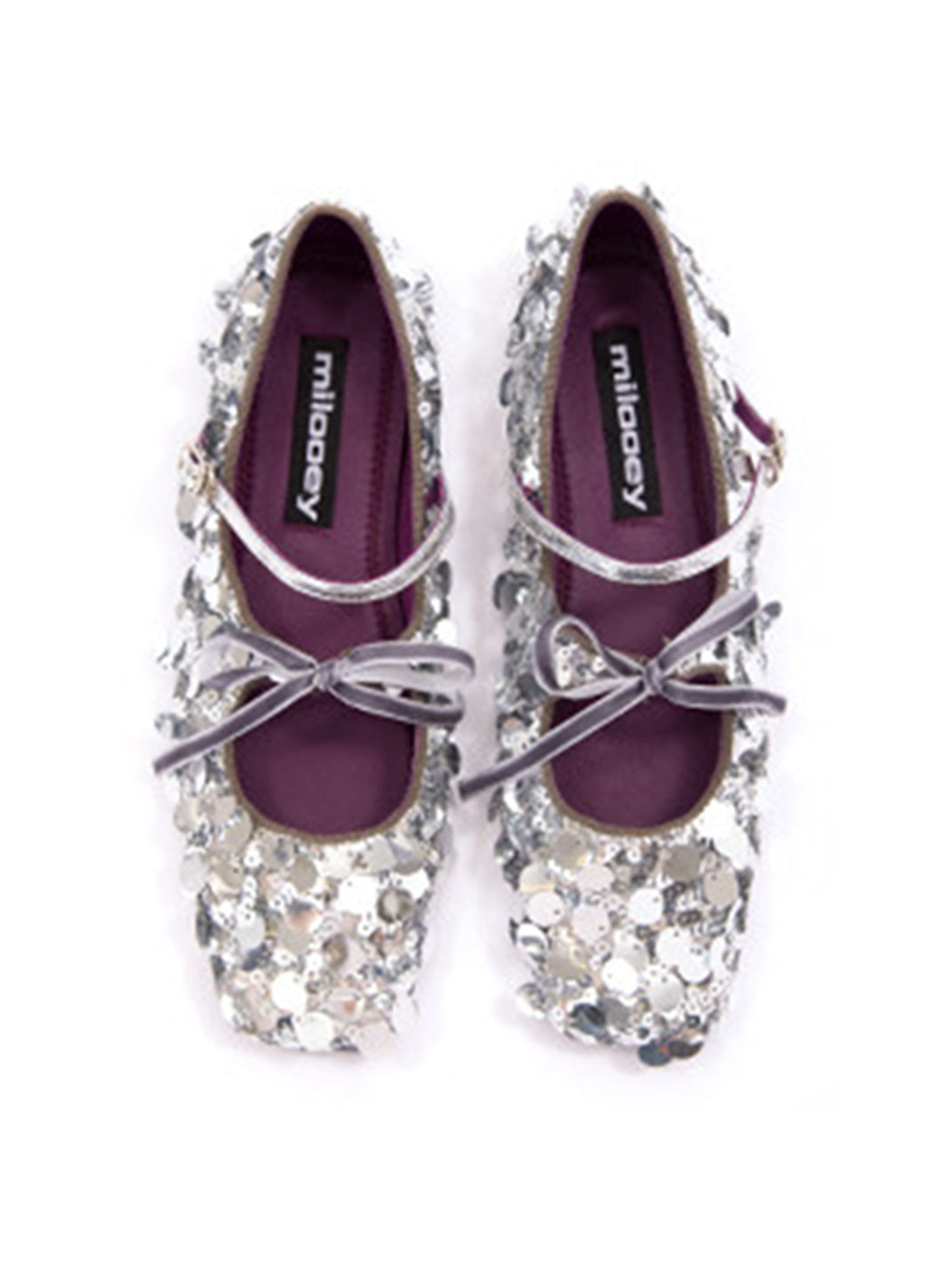 Metallic Double-Strap Square-Toe Ballet Flats - View 20
