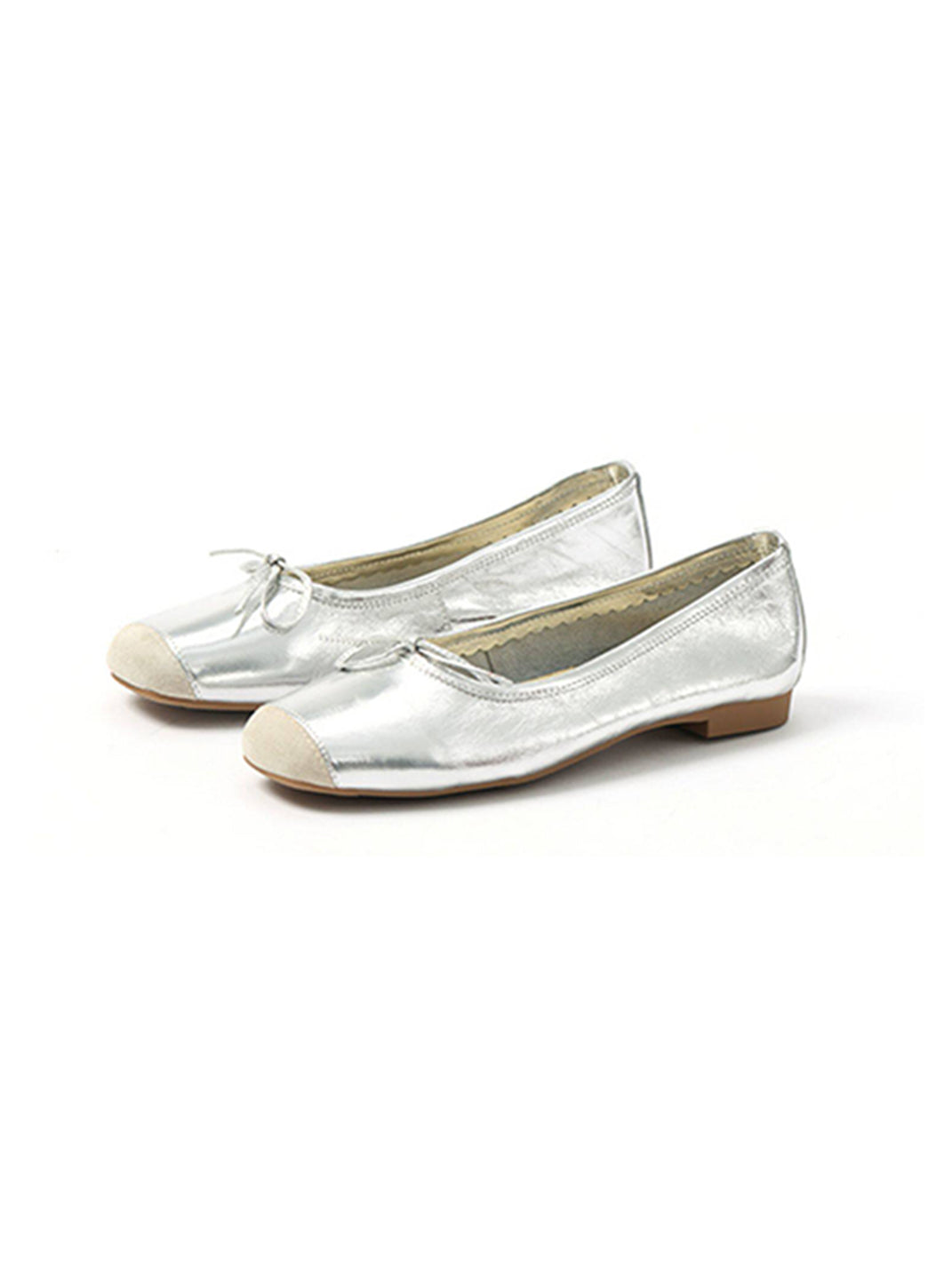 Square-Toe Metallic Bow Ballet Flats - View 6