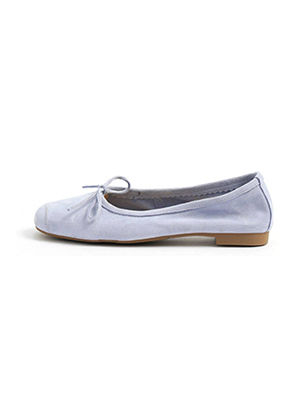 Square-Toe Metallic Bow Ballet Flats - View 7