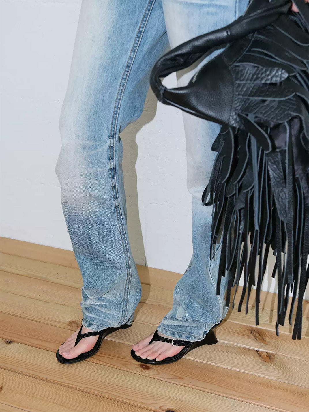 Lambskin Thong Kitten-Heel Sandals - View 8