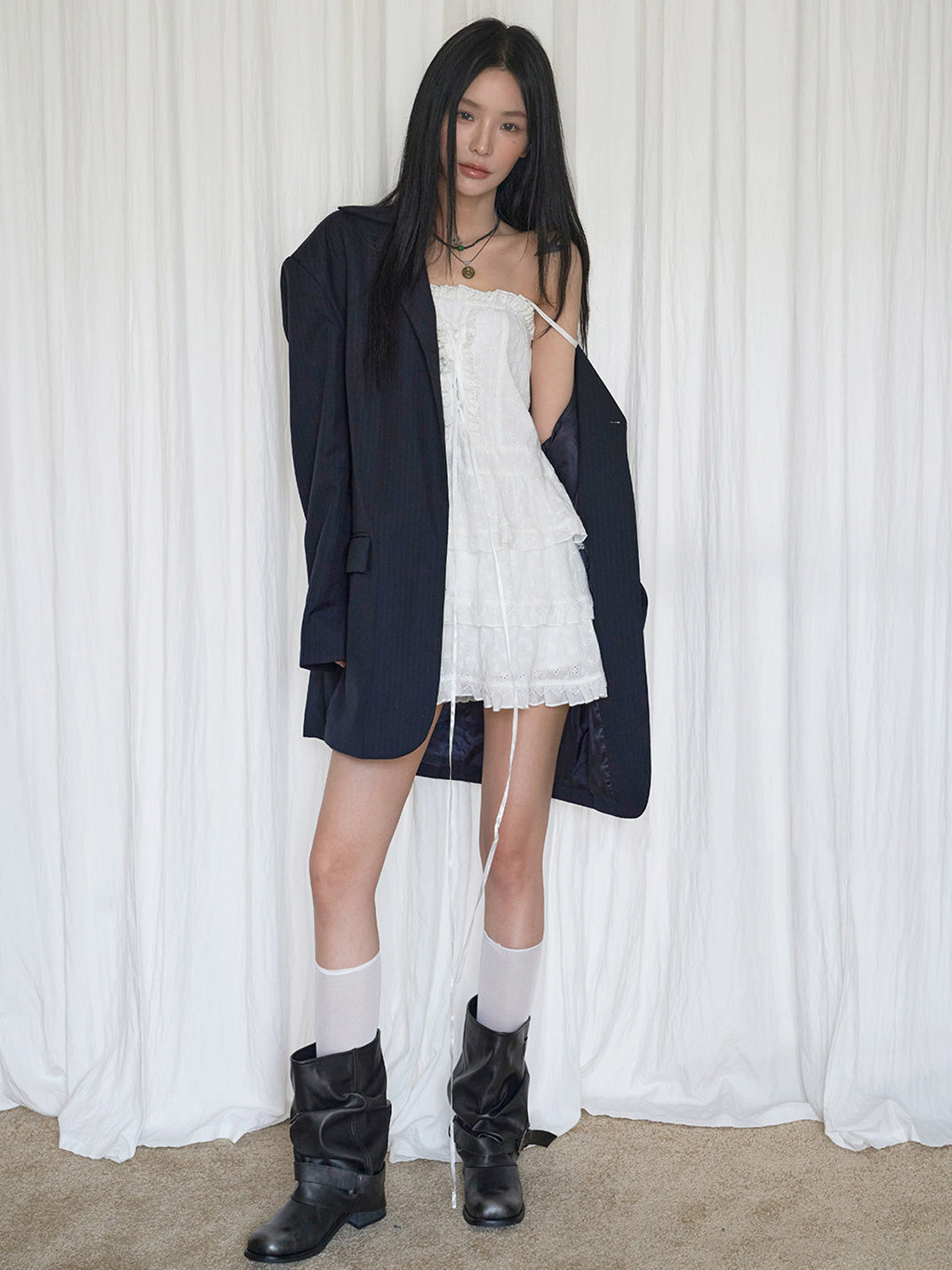 Ruched Buckle Mid-Calf Block-Heel Boots - View 10