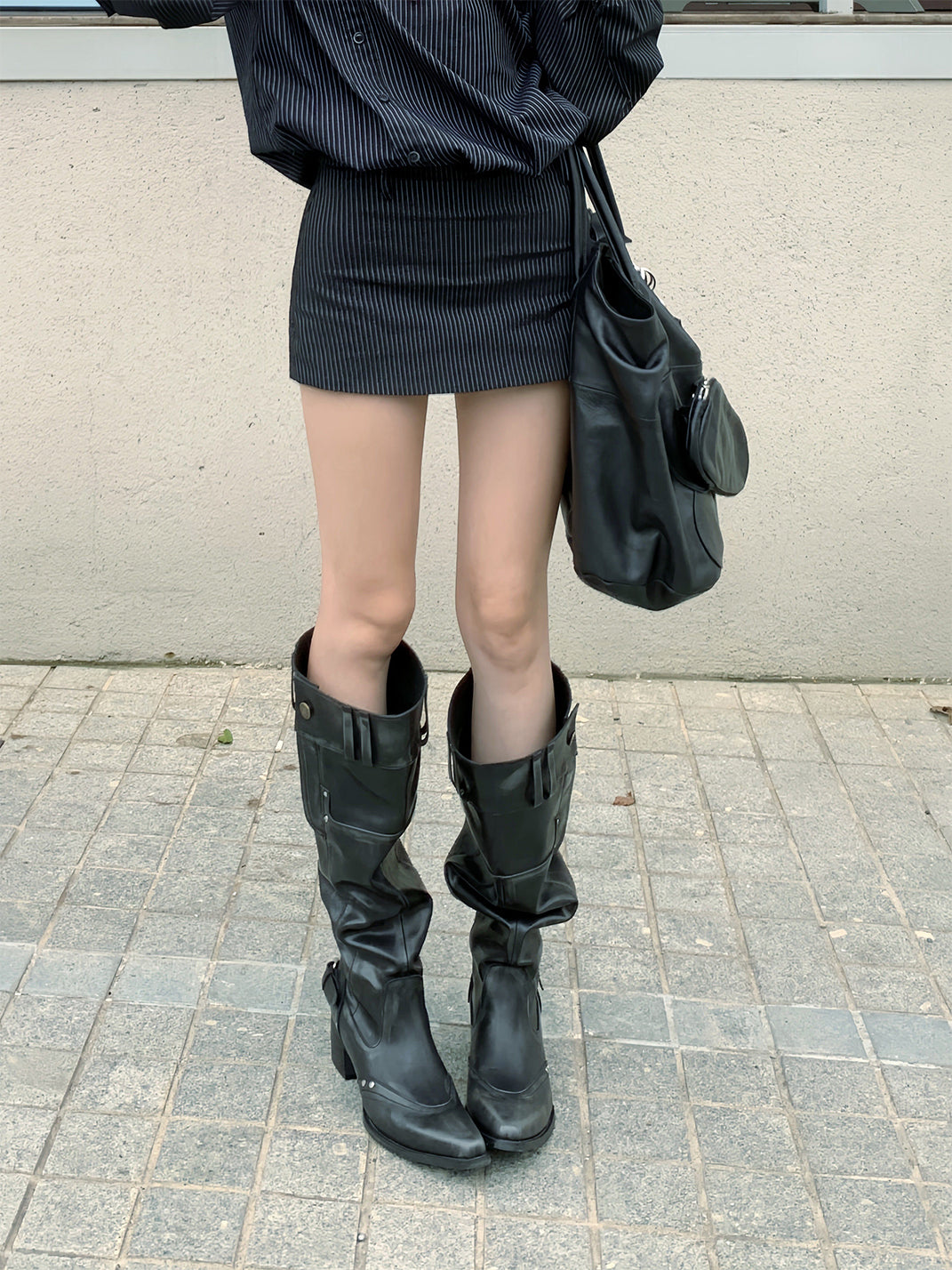Wide-Calf Pointed-Toe Block-Heel Boots - View 4