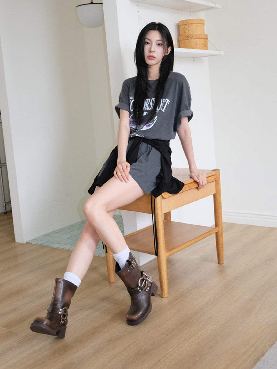 Square-Toe Buckled Leather Western Boots - View 11