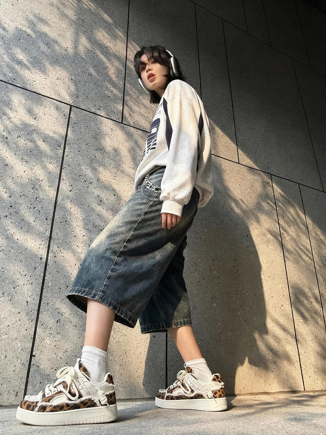 Leopard Deconstructed Platform Canvas Sneakers - View 2